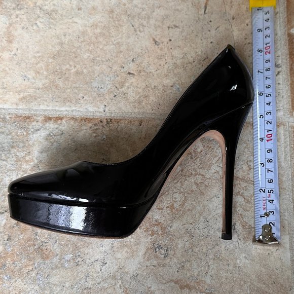 Auth. Jimmy Choo Cosmic Pump Black Patent Leather Platfrom High Heel 38 1/2 - Picture 12 of 15